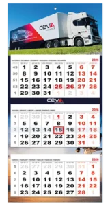 bedrukte 3 maanden kalender XL transport met eigen vrachtwagen foto