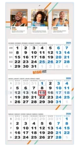 sportplanner kalender 3 maanden XL met eigen logo en bedrijfsgegevens