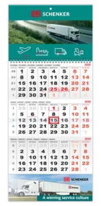 3maands kalender standaard aaneen relatiegeschenk bedrukken met logo en fotos