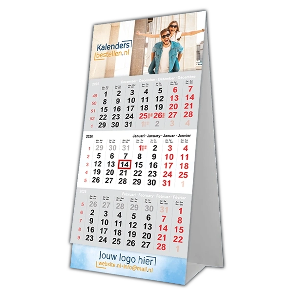 3maands mini bureaukalender met eigen ontwerp bedrukt