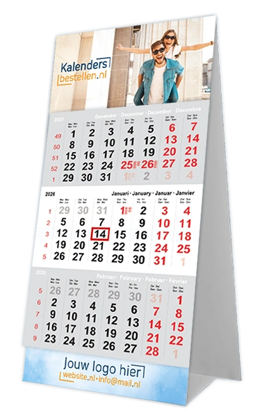 3maands mini bureaukalender met logo bedrukt