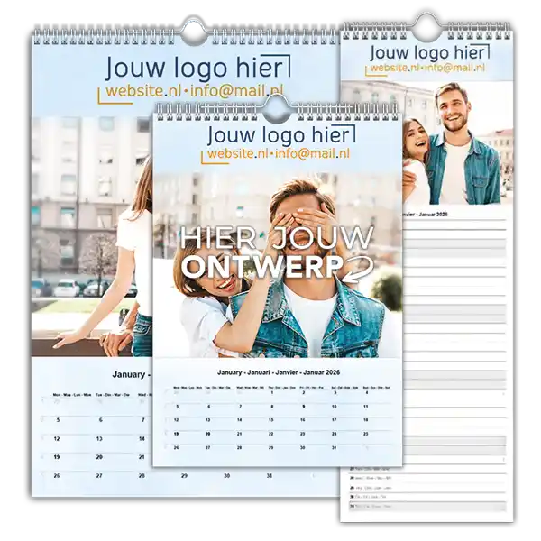 Diverse formaten eigen ontwerp fotokalenders bestellen en bedrukken