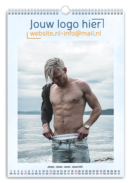 fotokalender men pinup met eigen logo