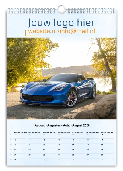 fotokalender sportcars a3 of a4 bedrukken met logo
