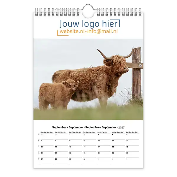 fotokalender A4 bedrukken met eigen logo boerderijdieren