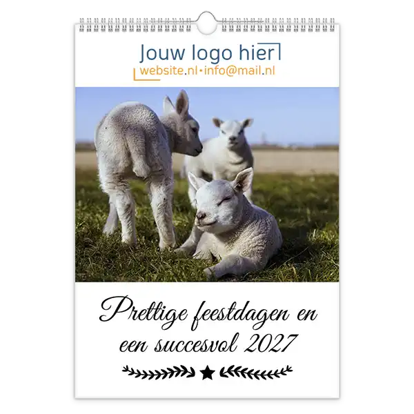 fotokalender boerderijdieren lammetjes A3 bedrukt met eigen logo