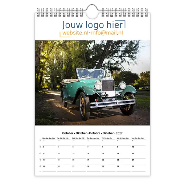 fotokalender A4 bedrukken met eigen logo old timers