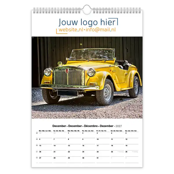 fotokalender oude auto's A3 bedrukt met eigen logo