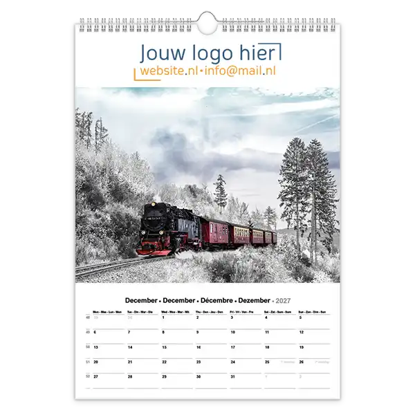 reizen trein fotokalender A3 bedrukt met eigen logo