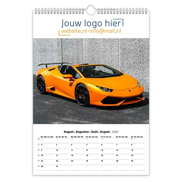 fotokalender sport autos A3 bedrukken met eigen logo