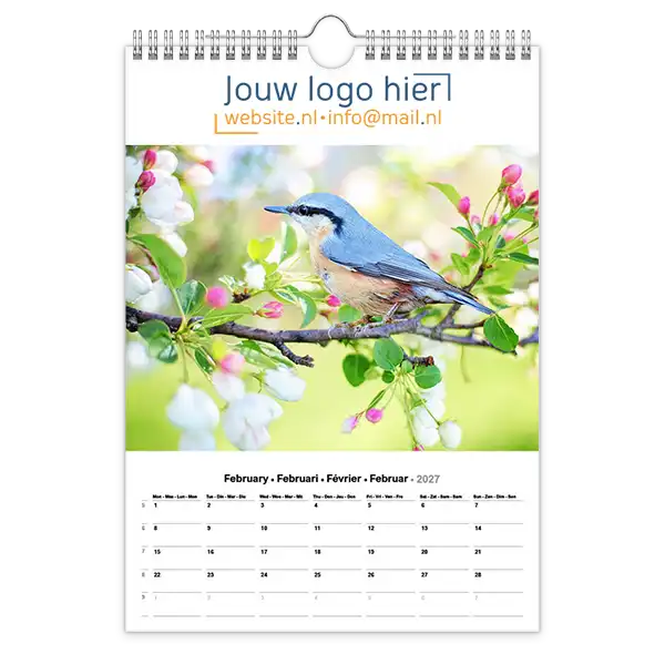 fotokalender A4 bedrukken met eigen logo vogels