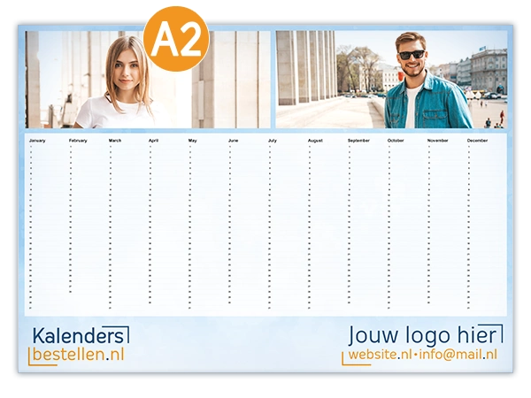 jaarkalender planner A2 bedrukt met eigen ontwerp