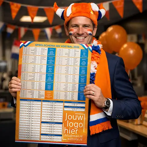 speelschema poster oranje wk 2026 bedrukken met logo
